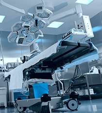 surgery table with light overhead