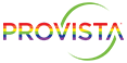 Provista Logo with pride flag colors 